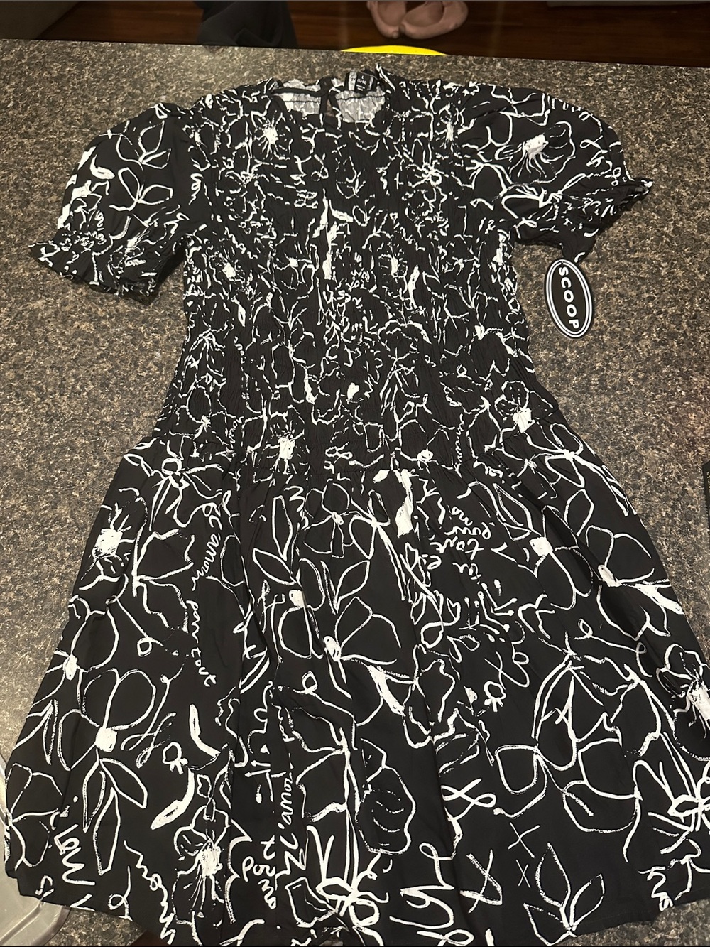 Scoop Black & White Floral Midi Dress